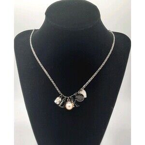 Dryberg Kern Denmark 26" Gunmetal Flat Link Charm Necklace Limited Edition